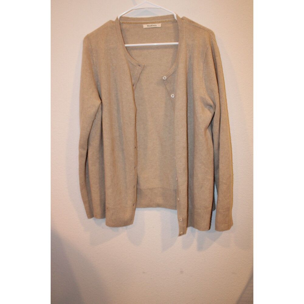 WoolOvers oatmeal beige 100% cashmere sweater cardigan size large